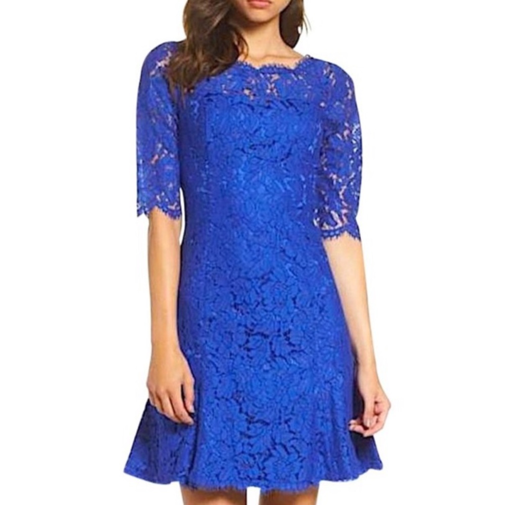 Eliza J Lace Fit & Flare Cocktail Dress